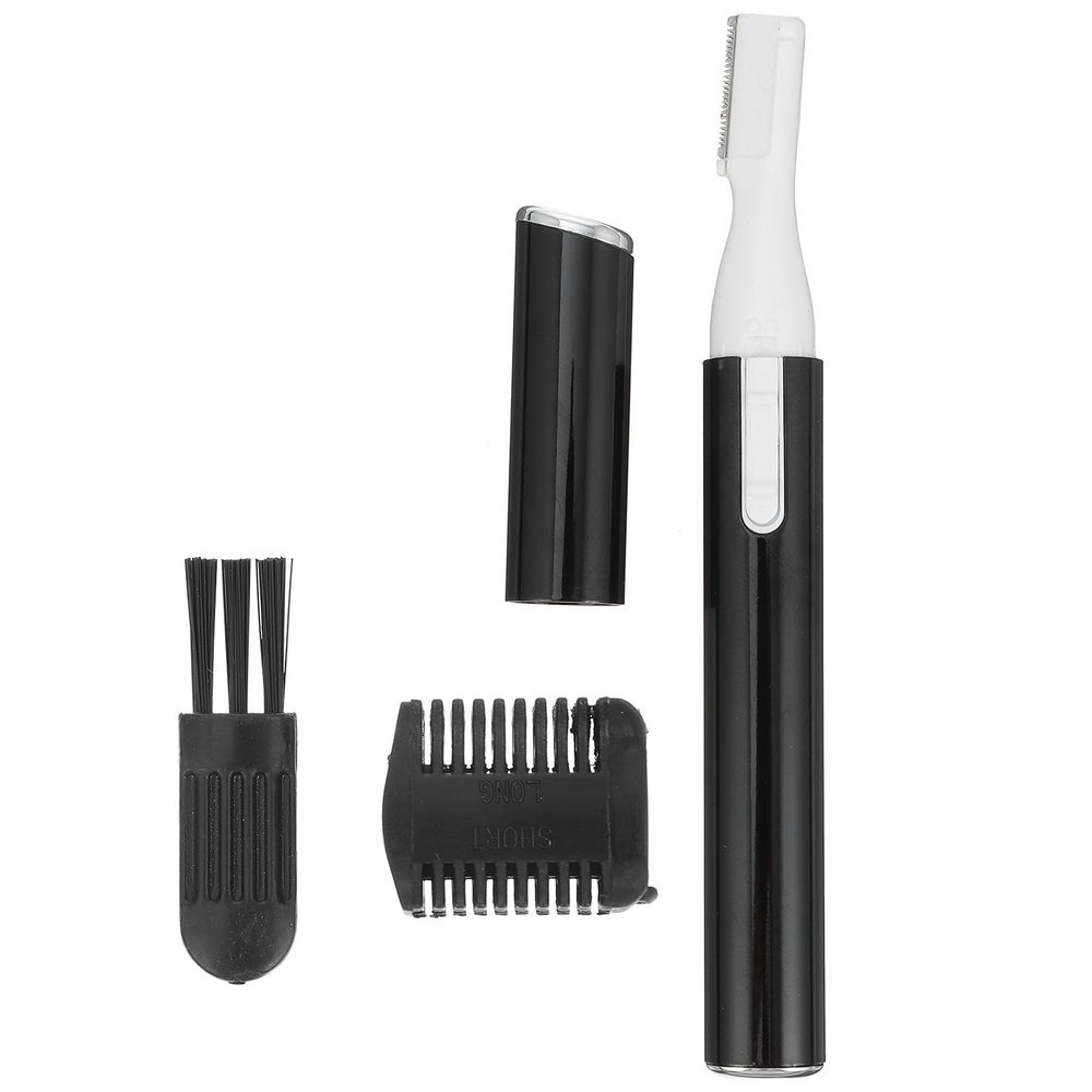 DIYEAH Electric Eyebrow Hair Remover Facial Hair Trimmer for Women Black Electric Eyebrow Razor with Comb Brush Portable Personal Groomer