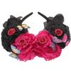Healifty Halloween Hair Band Peony Rose Flower Headband Red Black Womens Party Hair Accessories for Halloween Costume and Festival view 1