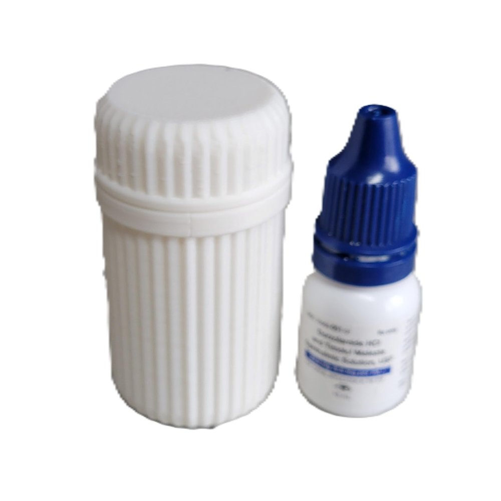 Znet3D Eye Drop Bottle Travel Case Single Bottle Holder with ScrewOn Lid, Height Extender & Keychain Spacer Compact Protective Case Made in USA (White)