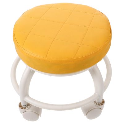 LALADEFIEE Rolling Pedicure Stool with Wheels, Low Height Footrest Stool for Nail Salons and Home Use, Orange Multipurpose Massage and Beauty Salon Chair with Swivel Casters