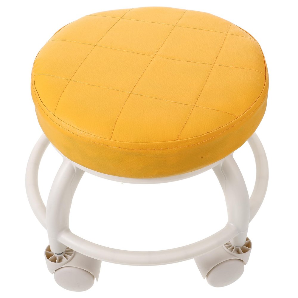 LALADEFIEE Rolling Pedicure Stool with Wheels, Low Height Footrest Stool for Nail Salons and Home Use, Orange Multipurpose Massage and Beauty Salon Chair with Swivel Casters