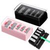 Ouligay 2 PCS 5 Hole Makeup Pencil Sharpener for Women Cosmetic Pencil Sharpeners for Lip Eyeliner Eyeliner and Eyebrow Make up Sharpener Tool with Plastic Lid Black and Pink view 1