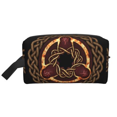Cheliyz Rustic Celtic Triquetra Knot Norse Pagan Dark Fantasy Design Oxford Travel Organizer Bag Lightweight Water-resistant Storage Pouch