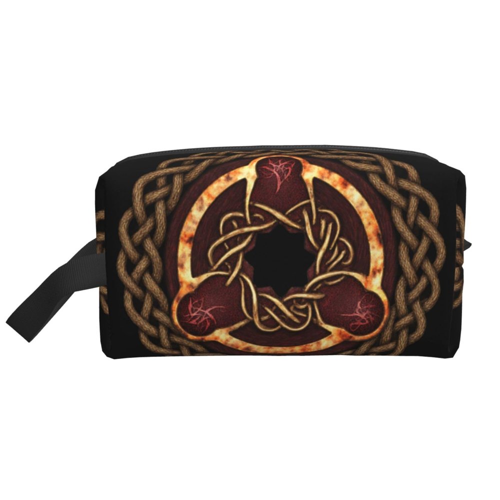 Cheliyz Rustic Celtic Triquetra Knot Norse Pagan Dark Fantasy Design Oxford Travel Organizer Bag Lightweight Water-resistant Storage Pouch
