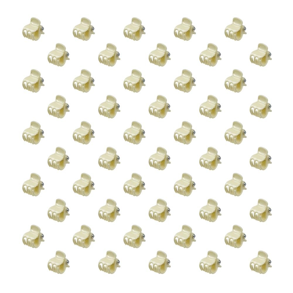 100 Pack 1cm Mini Hair Claw Clips - tiny hair clips - Plastic Mini Hairpins for Women, Girls (Milky white)