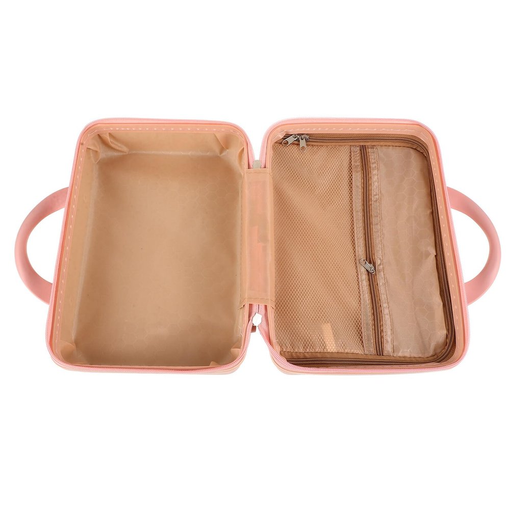 HAKIDZEL Mini Travel Cosmetic Case 14-inch Hard Shell Vanity Suitcase for Women, Portable Makeup Organizer Bag with Handle, Lightweight Pink Makeup Travel Storage