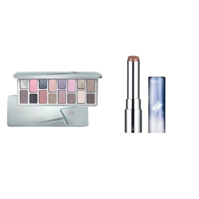 Cheeryep Qianyan Cosmetics Set, Floating Life 16-Color Eyeshadow Palette with True Tone Pigment, Underflow Layer Crystal Film Solid Lip Gloss, Matte Pearl Smoky (C, Eyeshadow + Lipstick)