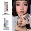 Cheeryep Qianyan Cosmetics Set, Floating Life 16-Color Eyeshadow Palette with True Tone Pigment, Underflow Layer Crystal Film Solid Lip Gloss, Matte Pearl Smoky (C, Eyeshadow + Lipstick) view 2