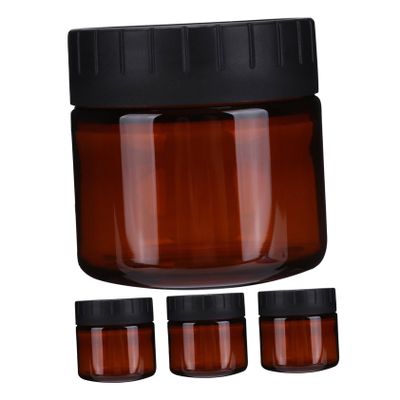 4pcs Brown Plastic Cream Dispenser Bottles with Black Caps and UV Protection Leakproof Refillable