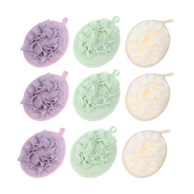 VILLCASE 9pcs Bath Puff and Bath Flower Set with Bubble Net for Shower and Body Care
