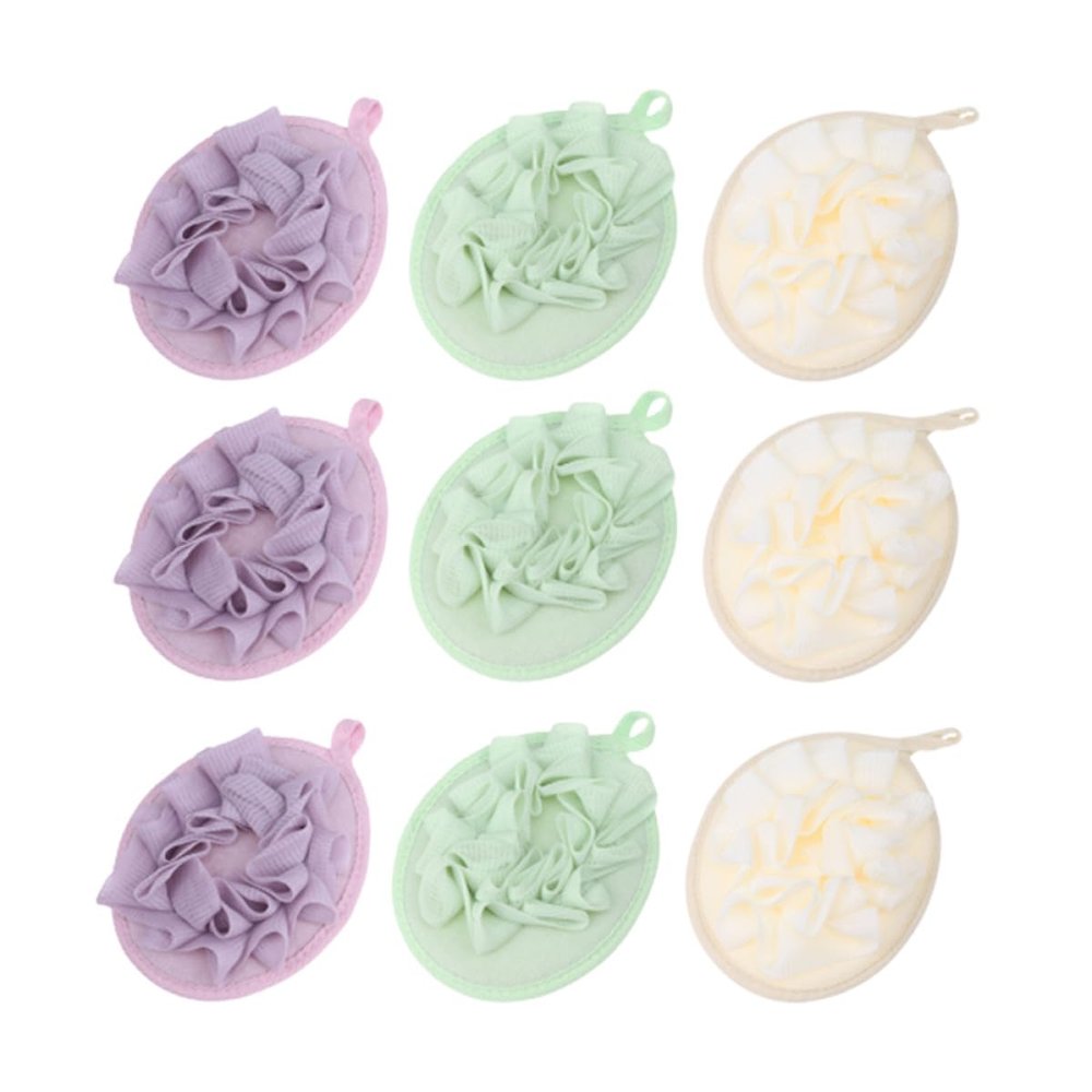 VILLCASE 9pcs Bath Puff and Bath Flower Set with Bubble Net for Shower and Body Care