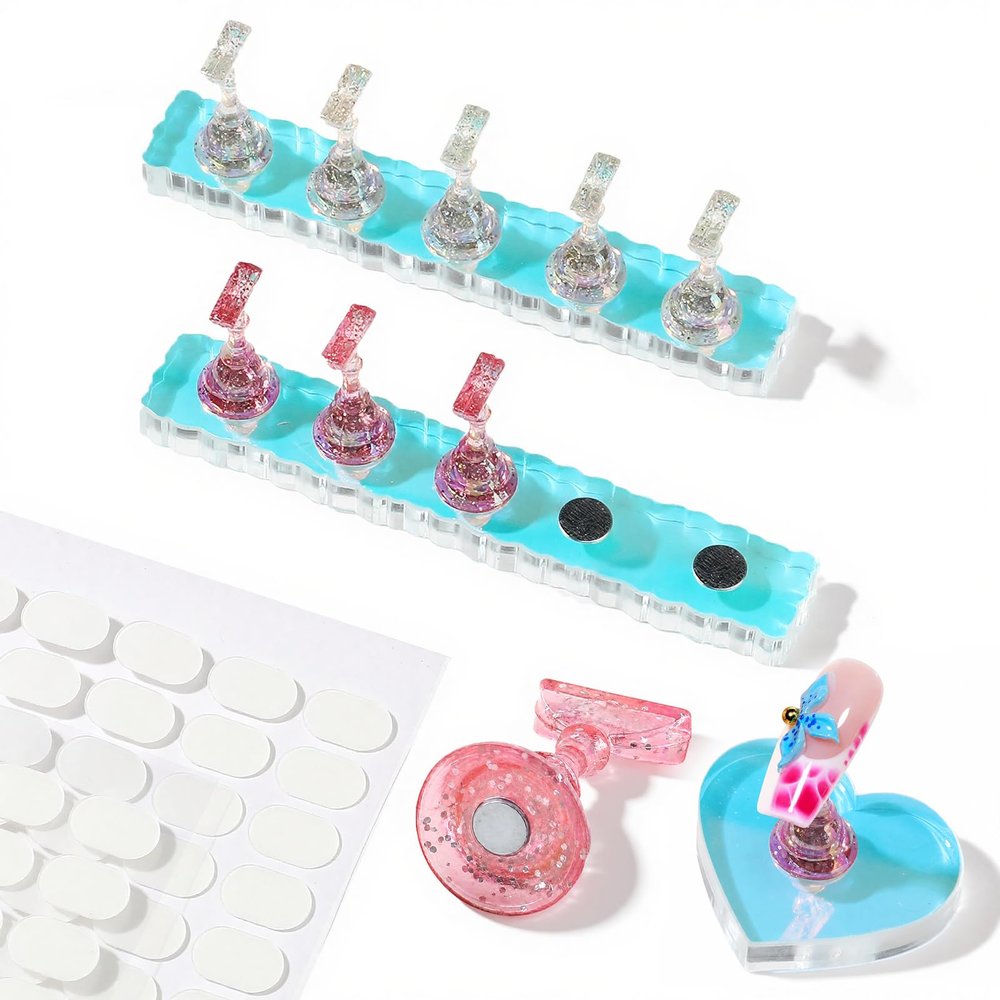 BQAN Nail Holder Stand 2 Set for Nail Painting & Press On Nails with Tape