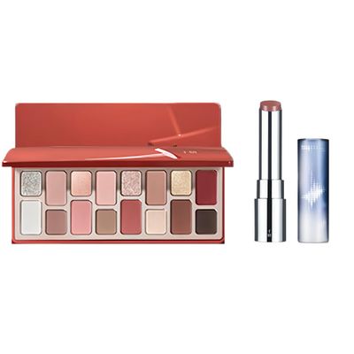 Cheeryep Qianyan Cosmetics Set, Floating Life 16-Color Eyeshadow Palette with True Tone Pigment, Underflow Layer Crystal Film Solid Lip Gloss, Matte Pearl Smoky (K, Eyeshadow + Lipstick)