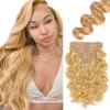 P27/613 Highlight Blonde Body Wave Clip in Hair Extensions - 14 Inch Real Blonde Human Hair, 120g 7pcs,Double Weft P27/613 Body Wave Clip ins Human Hair view 1