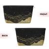 Entemne Golden Black Kanagawa Waves Small Makeup Bag For Women, Waterproof Pvc Leather Travel Cosmetic Organizer Pouch, Portable Train Case Purse For Handbag, Girls Gift view 2