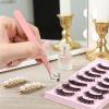 2 PCS Tweezers for Lashes, Pink Lash Tweezer Extensions, Metal Eyelash Tweezer with Diamond Fiber Grip for Volume Classic Eyelash Extension view 3