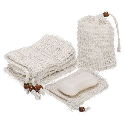 uxcell 10Pcs Soap Saver Bag 5.5"x3.5" Mesh Soap Bag with Light Brown Beige