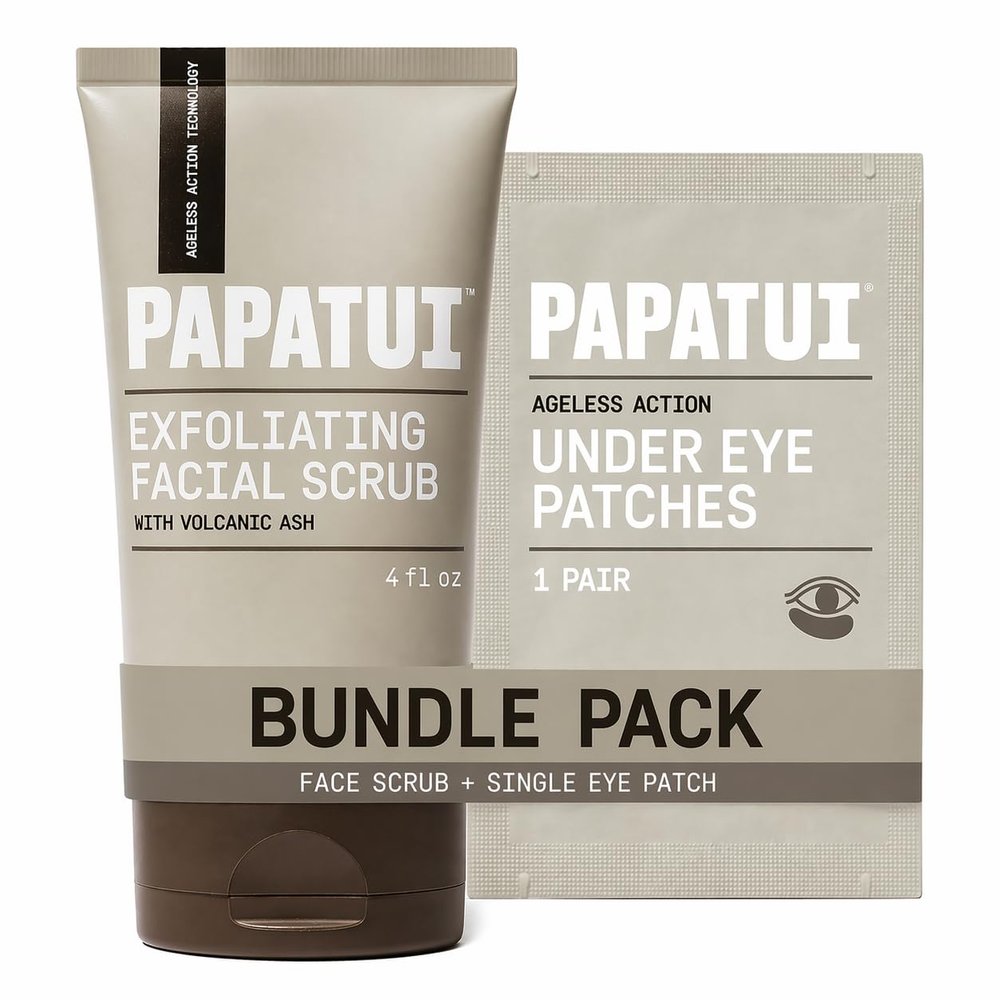 PAPATUI by Dwayne Johnson Exfoliating Face Scrub + Under Eye Patch Bundle