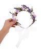 VICASKY Bridal Flower Garland Headband Handmade Floral Crown Hairpiece for Wedding Bridesmaid Flower Girl Hair Accessory Light Purple Small Daisy Wreath view 4