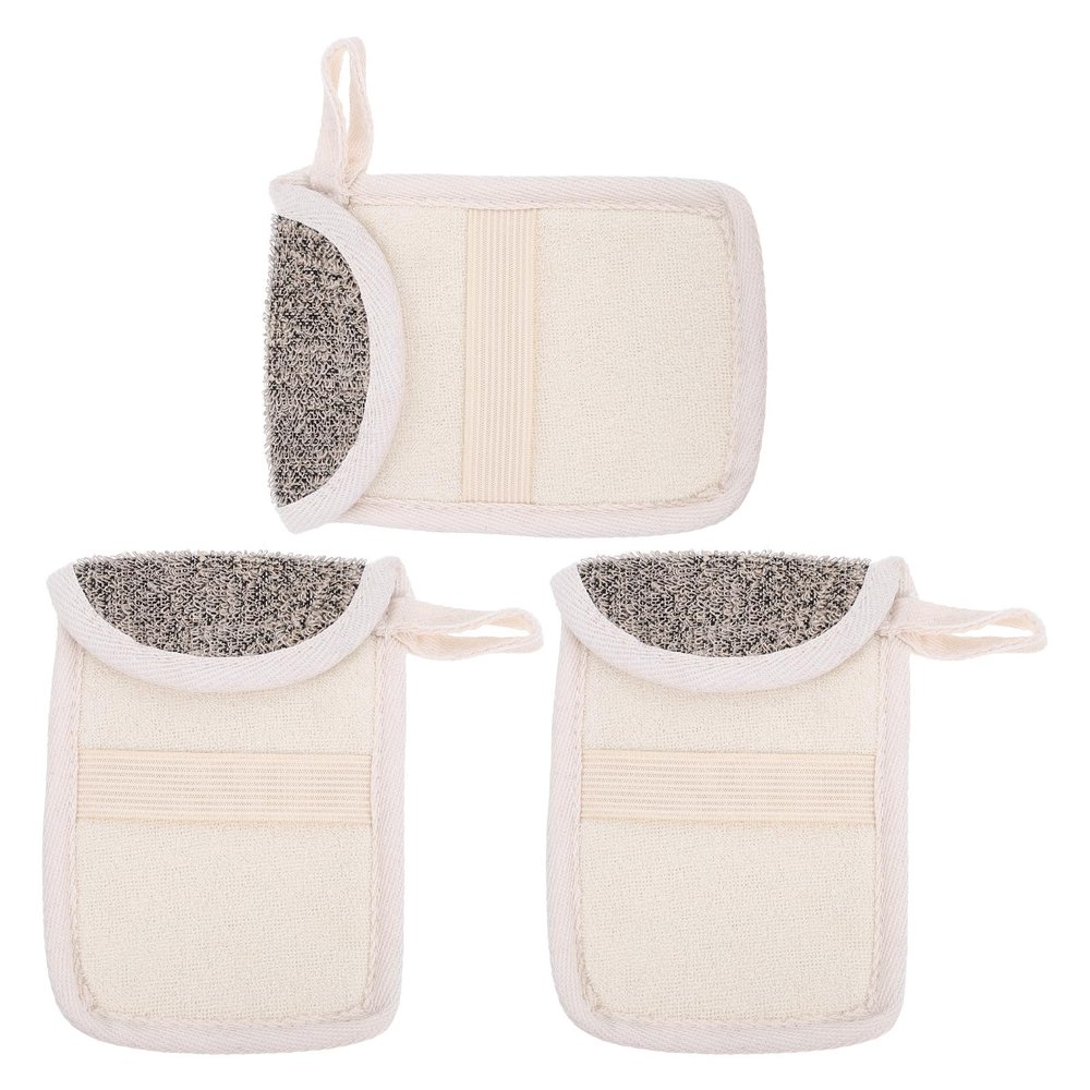 Hohopeti 3pcs Black Flax Linen Soap Bags Foaming Mesh Pouches Exfoliating Shower Soap Saver for Home Bathing and Facial Cleansing