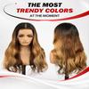 Topunique 13x6 Dark Root Ombre Brown-Blonde with 2 Front Strands Skinlike HD Lace Frontal Wig, 250% Density Pre-Plucked Bleached Knots Loose Wave Human Hair Wig 24 Inch view 2