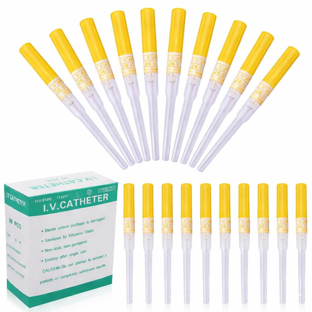 SUMPIGGER Piercing Needles 50Pcs 24 Gauge Ear Nose Piercing Needles IV Needles for Piercing Cleaned Body Tattoo Tools Piercing Kit Piercing Supplies (50Pcs 24G)