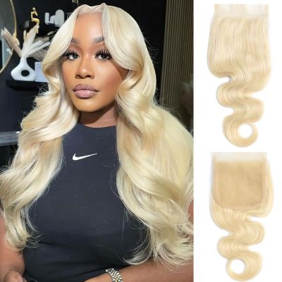 613 Blonde Body Wave Closure human hair 5x5 HD Lace 18 Inch