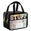 Fruobeyla Kids Toiletry Bag, Children Cosmetic Makeup Organizer, Hanging Travel Bag for Boys Girls Baby Toddler, Letter Black view 1