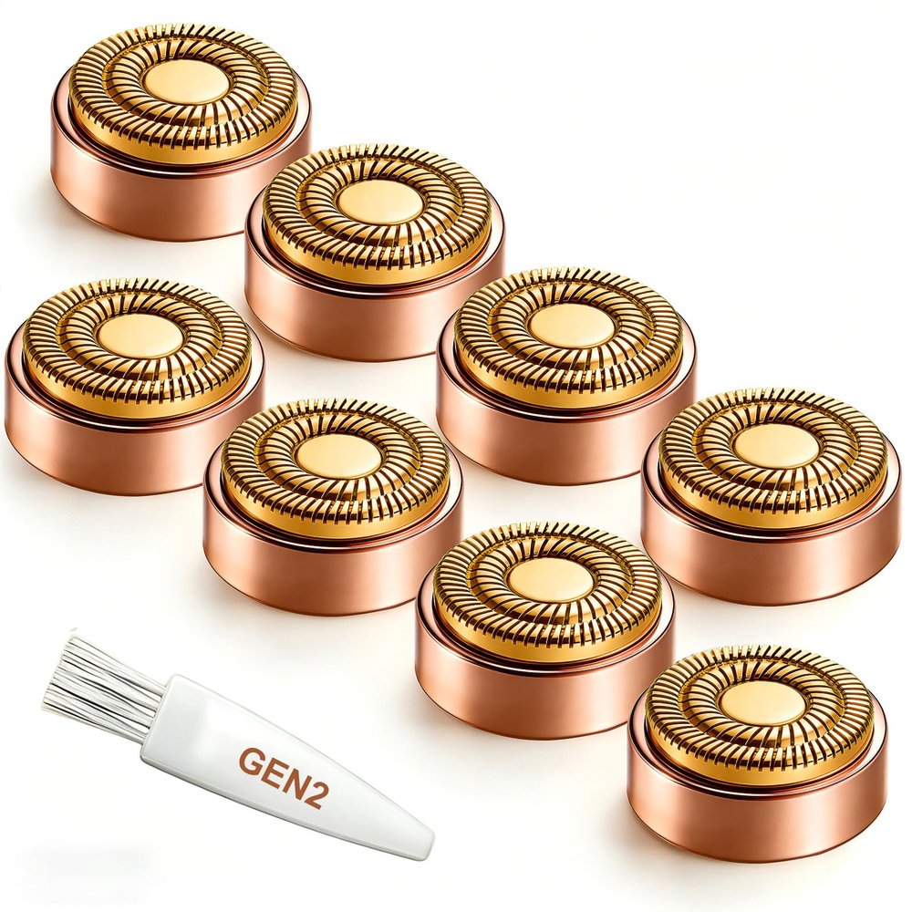 8PCS Gen 2 Replacement Heads for Flawless Facial Hair Remover, Rose Gold