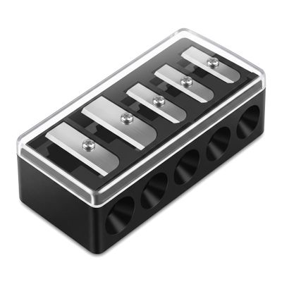 5 Hole Makeup Pencil Sharpener Cosmetic Sharpener for Eyebrow Pencil Eyeliner Lip Liner and Concealer Pencil with Storage Box Multiple Sizes Black