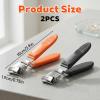 2 Pcs Wide Jaw Opening Anti-Splash Slanted Nail Clipper, Stainless Steel Angled Toenail Clippers Ingrown Curved Nail Trimmer for Thick Nails Women Men (Orange & Black) view 2
