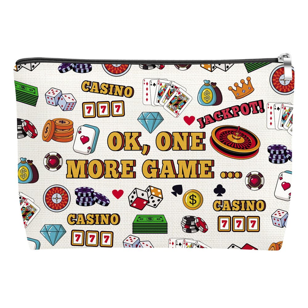 Mxrymvu Casino Lover Gift Makeup Bag Gambler Lover Gift Slot Machine Gifts for Gambler Friends Her Women Cosmetic Bag Gambling Themed Gifts Lucky Casino Present for Christmas Birthday Retirement