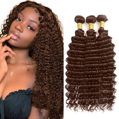 #4 Brown Human Hair Bundle Chocolate Brown Deep Wave Bundle 20 22 24 inch 160g Color #4 Wet and Wavy Bundles Mixed Length 3 Bundles