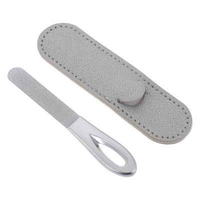 VILLCASE Double Sided Nail Shaper Non-Slip Handle Nail File Set with Pu Case for Manicure and Pedicure for Home and Travel Use