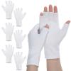 4 Pairs Fingerless Thin Cotton Gloves, Unisex Hand Moisturizer Gloves, Overnight Moisturizing Glove for Dry Hands Sleeping Spa, White Cotton Glove for Eczema, Touchscreen-Friendly view 1