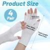 4 Pairs Fingerless Thin Cotton Gloves, Unisex Hand Moisturizer Gloves, Overnight Moisturizing Glove for Dry Hands Sleeping Spa, White Cotton Glove for Eczema, Touchscreen-Friendly view 3