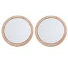 DECHOUS 2pcs Small Round Wood Makeup Mirror Set 7.5cm Pocket Compact Cosmetic Mirror Travel Portable Women Vanity with Beech and Nan Frames view 1