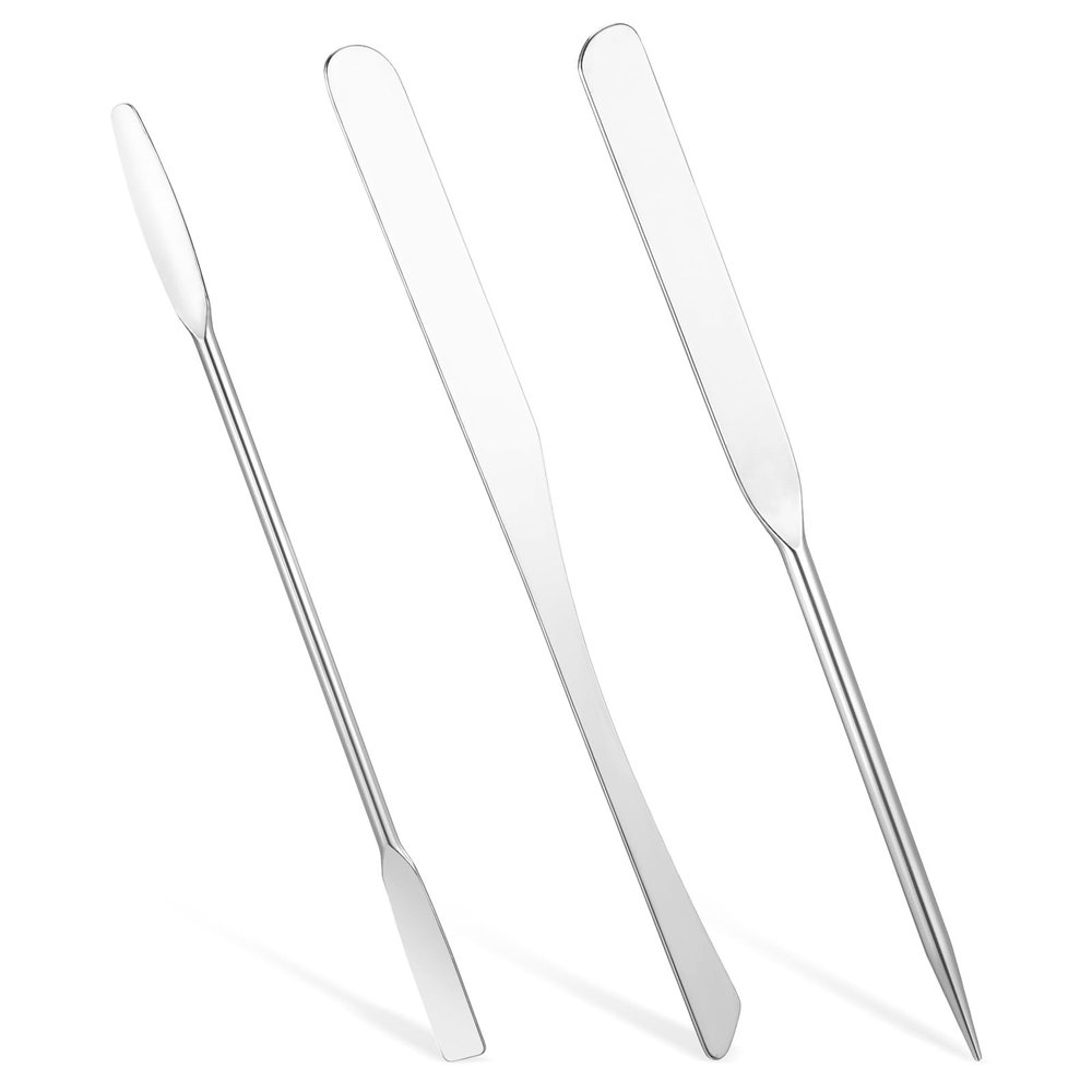 3Pcs Makeup Spatula Metal, Cosmetic Spatula Double-Edged, Assorted Styles Spatula for Foundation & Face Cream Even Application