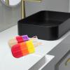 Healeved 2 Pcs Colorful Ice Cream Shape Bath Sponges Scrubber, Soft Body Wash Sponge Set with Puff for Shower and Bath Cleaning (Pink Purple + Orange Yellow) view 4