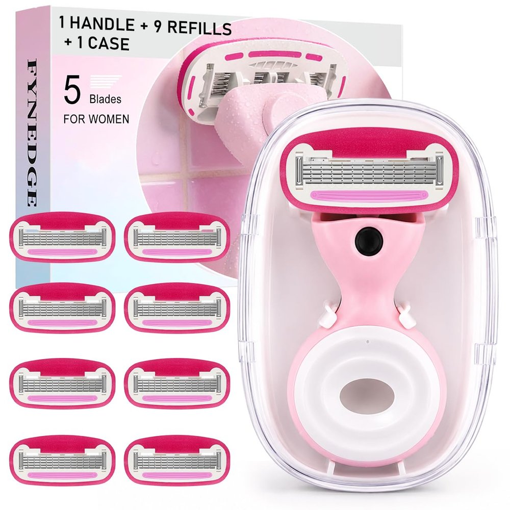 FYNEDGE Travel Razors for Women Extra Smooth 5-Blade Razor Kit for Shaving
