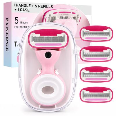 FYNEDGE Travel Razors for Women Extra Smooth 5-Blade Razor Kit for Shaving