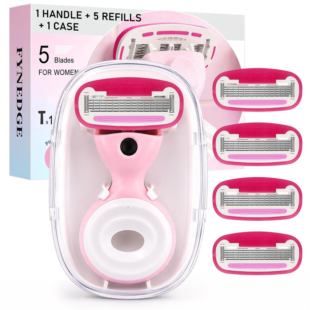 FYNEDGE Travel Razors for Women Extra Smooth 5-Blade Razor Kit for Shaving