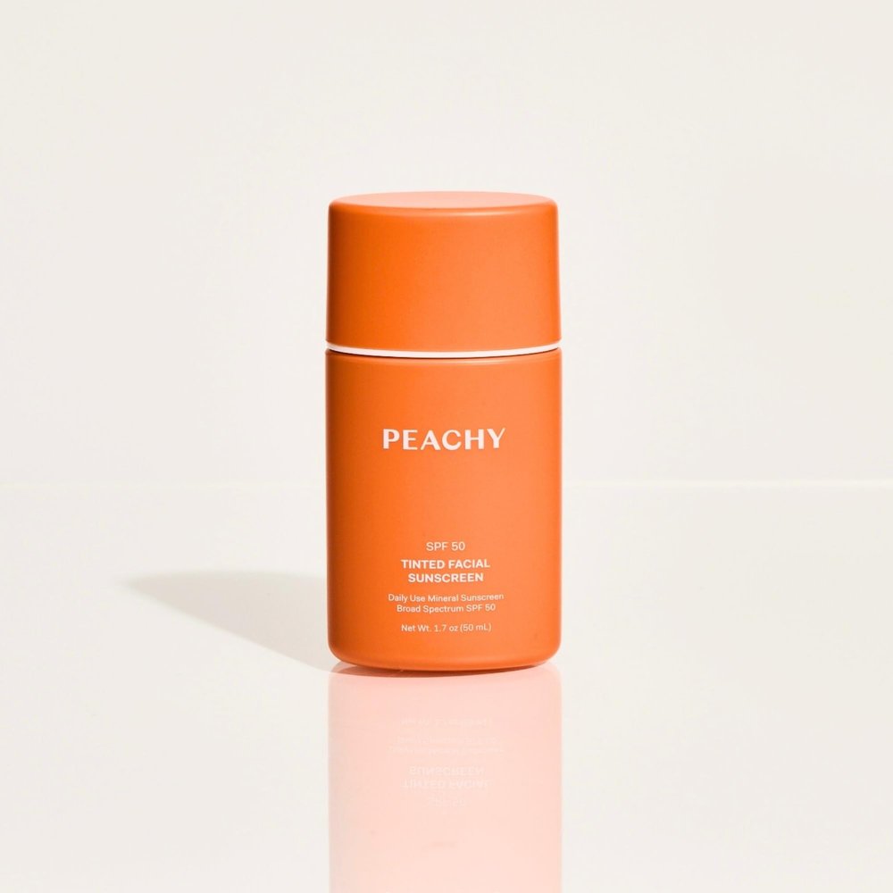 Peachy Tinted Facial Sunscreen SPF 50 | Broad Spectrum Sunscreen | Daily Light-Weight Tinted Sun Protection | With Niacinamide and Natural Glow | Zinc Oxide Mineral Sunscreen