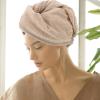 IDEANATEGRATE 2pcs Womens Quick Dry Hair Cap Towel Set Thick Coral Fleece Absorbent Hair Wrap for Fast Water Absorption view 4