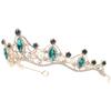 SILENRADAWN Baroque Bridal Tiara Crown Green Rhinestones Gold Base, Wedding Hair Accessories Headband for Brides and Birthday Party Decorations view 1