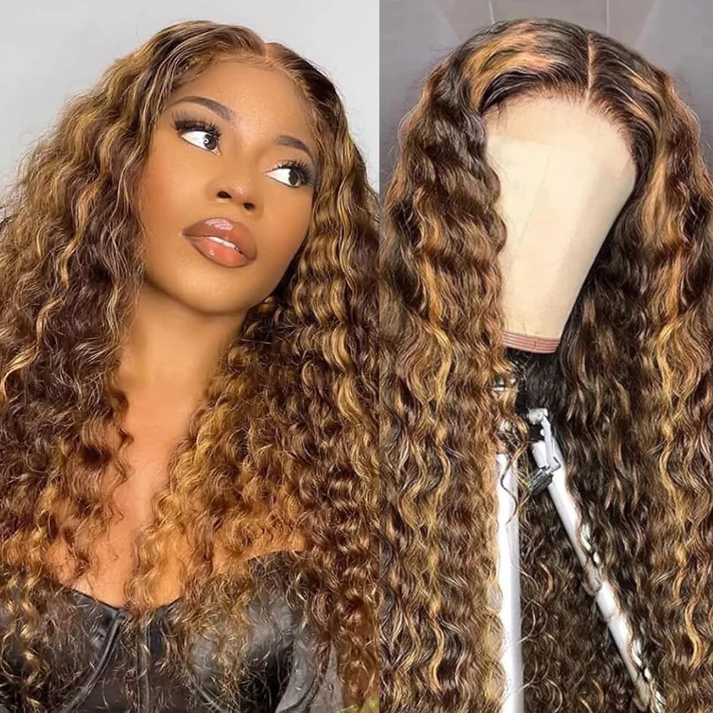 30Inch 13x4 Highlight Water Wave HD Lace Front Wigs Human Hair 180 Density