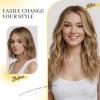 Ms Taj Hair Toppers for Women, 16 Inch Synthetic Blonde Hair Topper, 6.5''x6.5'' Wiglet Hairpiece Adds Volume(Brown Blonde with Dark Roots) view 2