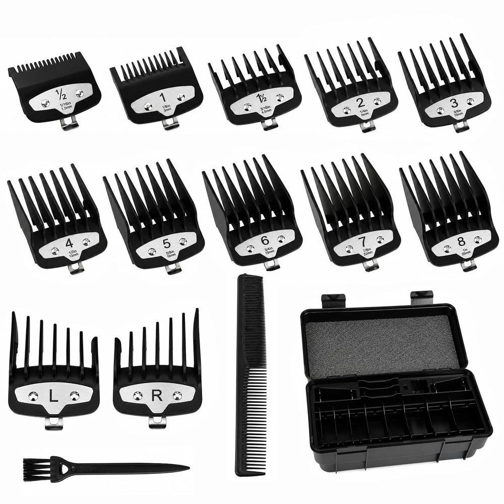 12 Pack Hair Clipper Guards 1/16"-1" Compatible with Wahl Clippers, Boxed