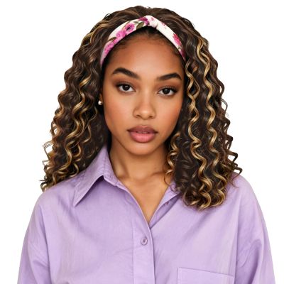BECUS 14" Curly Headband Wig for Black Women Glueless Half Wig Style
