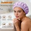 Doitory Shower Cap for Women, Reusable Waterproof Satin Lined Shower Cap view 2